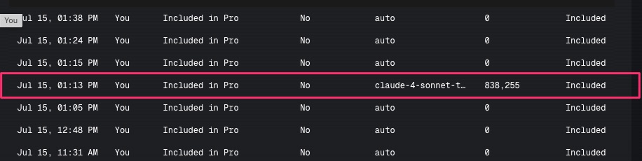 Example of a premium request doing a relatively simple request and that it was aborted cause the tokens were growing up so much and no real solution but just indexing data